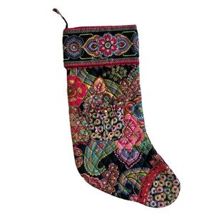 Vera Bradley Pink Paisley Floral Boho Christmas Stocking NWT